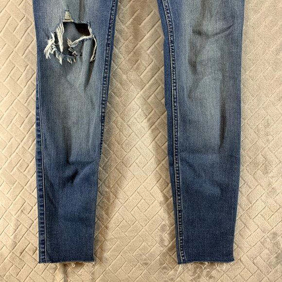 Hollister Women 28 Denim Jeans Blue Super Skinny Distressed Medium Wash Fray Hem - Picture 4 of 15